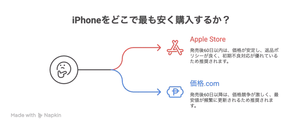 iPhoneを最安で買う方法【2025最新】発売直後はApple・2か月後は価格.comが鉄則